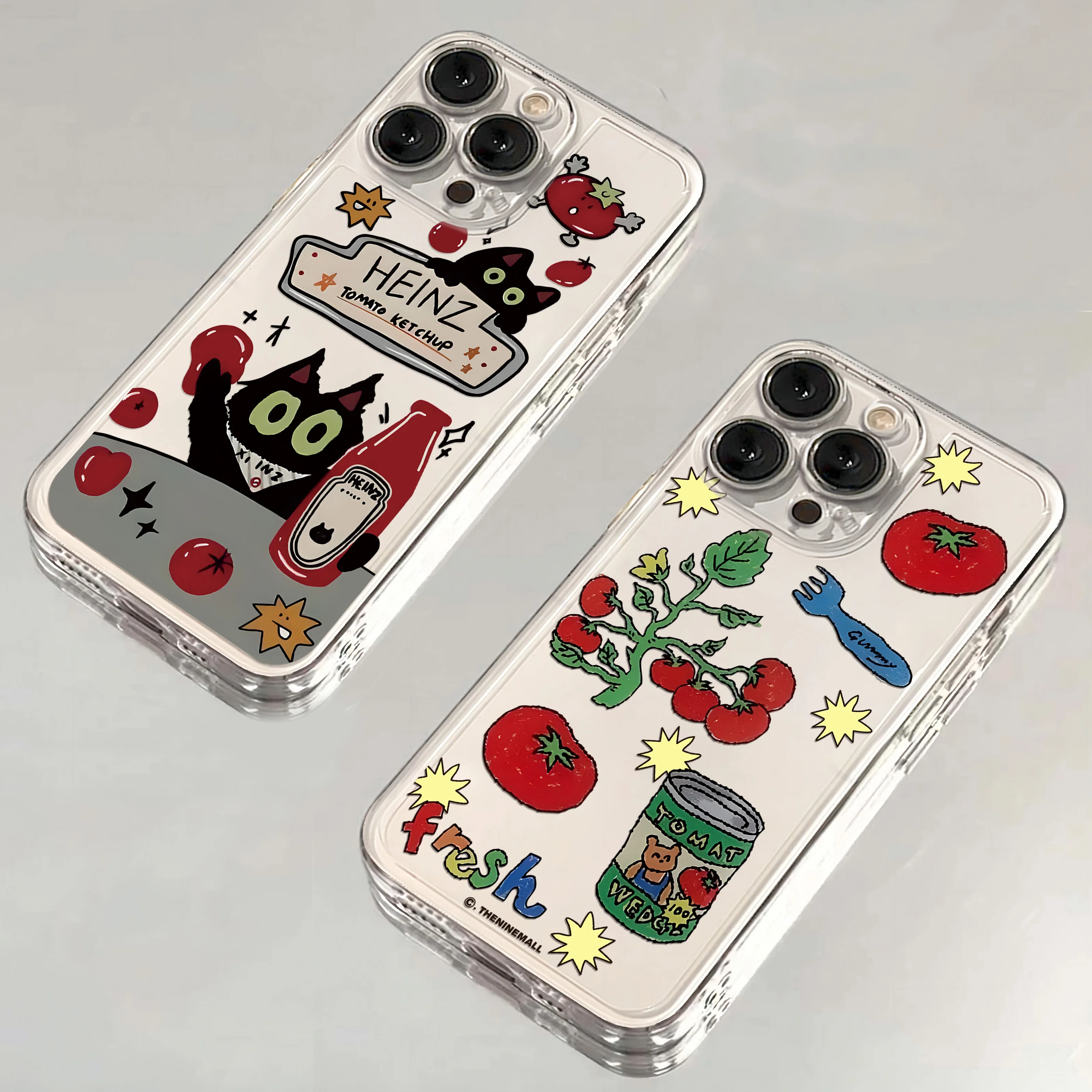 Tomato Sauce Black Cat Design Clear Soft Phone Case