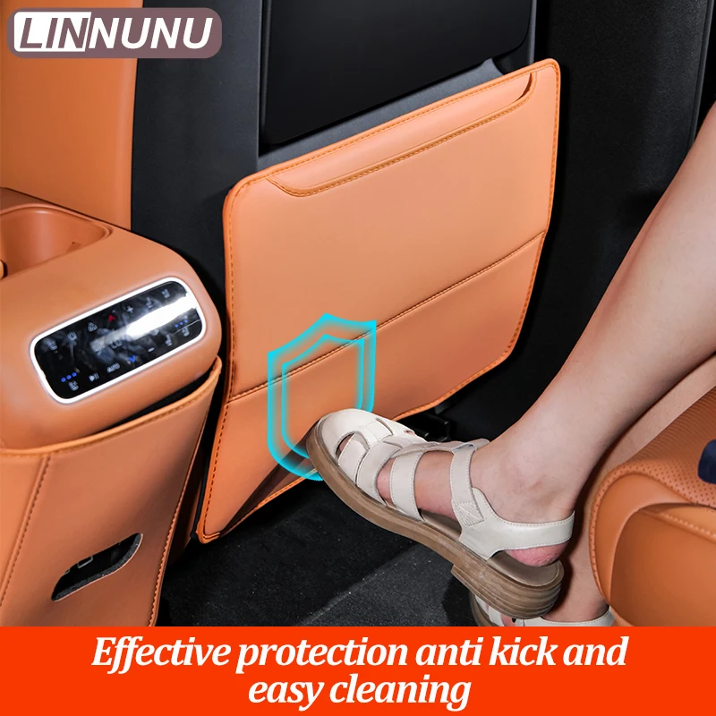 LINNUNU Fit for Leapmotor C10 Anti-Kick Mats Car Seat Back Pad Anti Child Kick Dirty Leather Protector Interior Auto Accessories