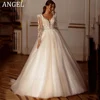 ANGEL Luxury Shiny Long Sleeves Wedding Dress 2025 A-Line Lace Up Women Bridal Gown Customized Applique Beading Vestido De Novia 1
