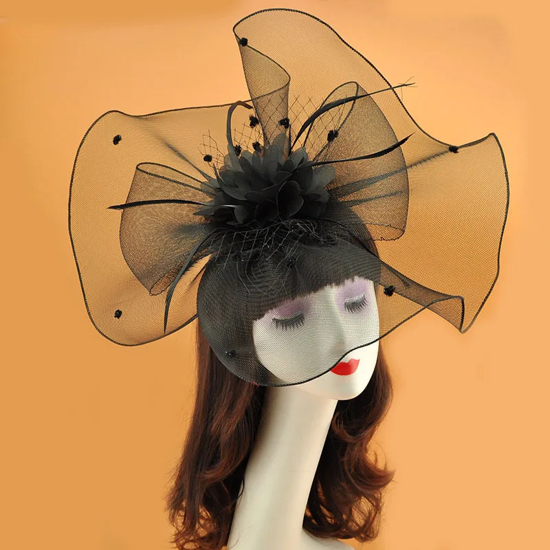 

Hair Accessories Stage Flower Hat Model Tiara Ball Dress Accessories Korea Japan Black White