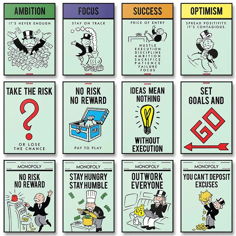 MonopolyMotivationalPosterInspirationalQuoteCanvasPaintingAlec