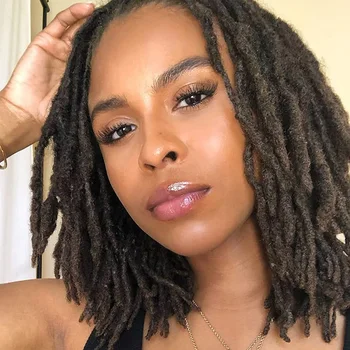 Handmade Permanent Locs Thickness Dreadlock Extensions Soft 100% Human Hair Locs Extensions Natural Black For Women Men Full 1