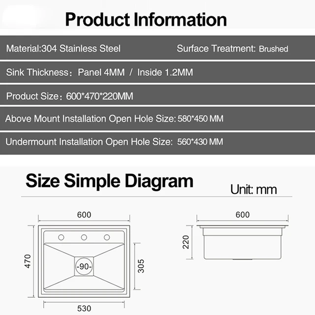 ASRAS อ่างล้างจานใหม่ฝาครอบคู่ซ่อนเดี่ยวขนาดใหญ่ขนาด 304 สแตนเลส 4 มม.ความหนา Handmade Brushed อ่างล้างจาน 6