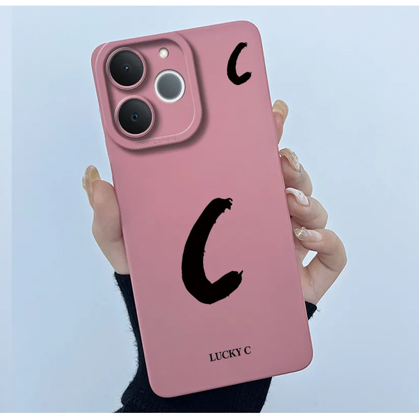 Cute Initial Letters Shockproof Soft Silicone Phone Case Cover Bumper