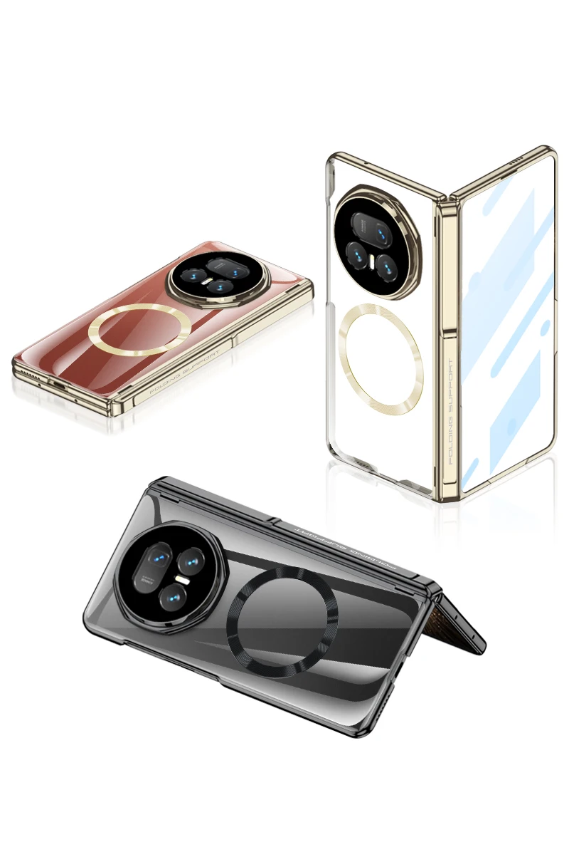 Magnetic Hinge Plating Clear Case For Honor Magic V5 For Magsafe Charge Screen G