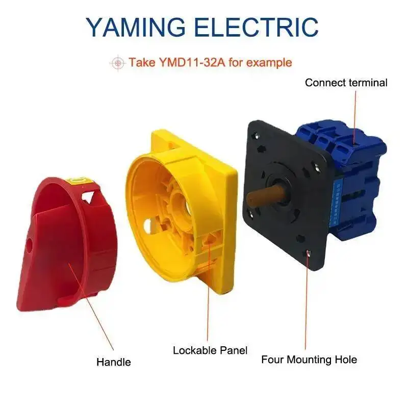 YMD11-25A 3P 690V Isolator Schalter Vorhängeschloss Trennen Selector Mit AUF-OFF Panel Power Control Ersetzen LW30 – Detail 4