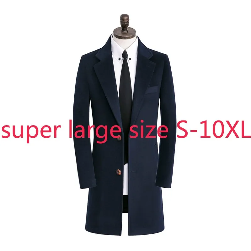 

New Arrival Autumn Winter Double Face Cashmere Woolen Coat Men Long Super Large Casual Single Breasted Thick Plus Size S-9XL10XL