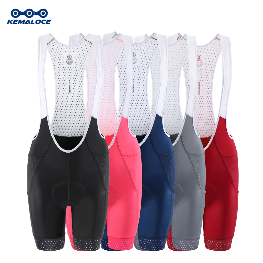 Cycling Shorts KEMALOCE Cycling Bib Shorts Female Gel Paded Reflective Biker Shorts Women Cycling Knicker 2 Pockets Black&Blue&Red