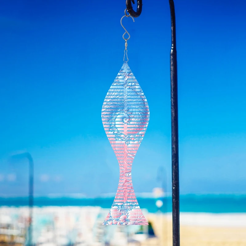 Helix Fishtail Sublimation Wind Spinner Blanks Double Sided 3D Fishtail Aluminum Metal Wind Sculpture Garden Ornaments