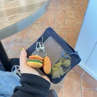 Portable Short Wallet New Mesh Double Layer Zipper Coin Purse Square Nylon Card Holder  Make Up Organizer Bag 2