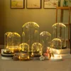 Glass Flower Cover Cloche Bell Jar Dome Wooden Base DIY Everlasting Flower Glass Cover Desktop Ornaments Vases Container Holder 3
