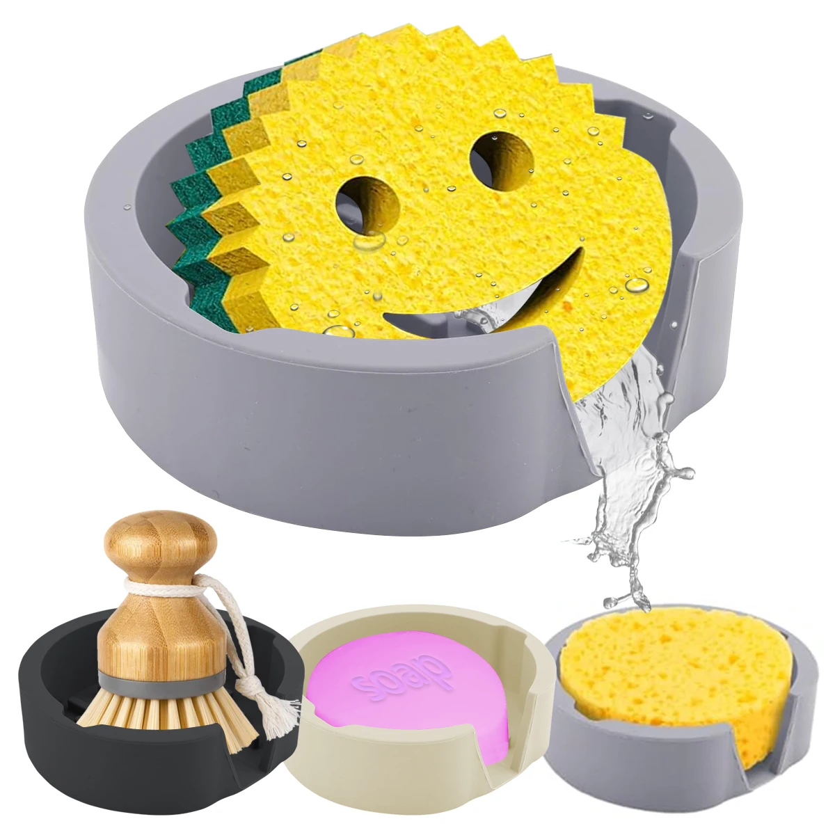 Large Kitchen Sponge Holder Compatible with Scrub Daddy Sponge ...
