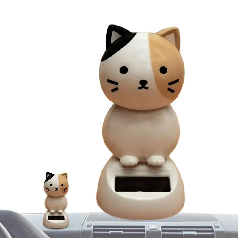 Car Decoration Solar Cartoon Cat Toy Dashboard Decorations Shaking Cat Car Ornaments Small Gadget Decor Car Interior Accessories