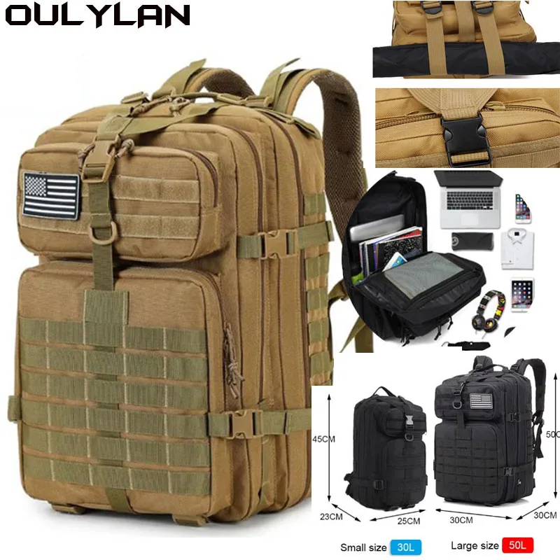 

Походный рюкзак для кемпинга мужские военные тактические рюкзаки 900D нейлоновые водонепроницаемые сумки для спорта на открытом воздухе треккинга охоты сумка 30L/50L
