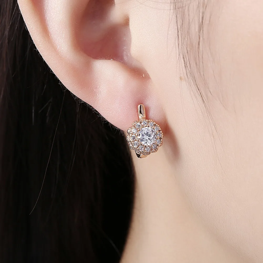 DOTEFFIL 925 Sterling Silver Flower AAA Zircon Earring Ear Clip Woman Wedding Engagement Jewelry ear clip earrings clip earrings ear clip