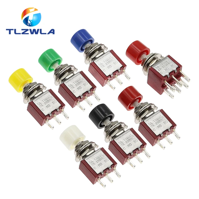 10-Pack Red Momentary SPDT Push Button Switches - 3 Pin, 2A 250V / 5A 120V