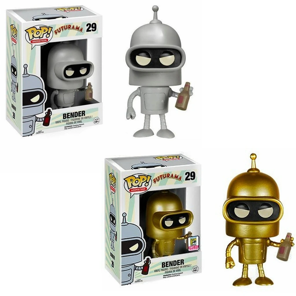 thumbnail image 2 of Nuevas figuras de acción FUNKO POP Anime Futurama Bender Gold n.° 29, figuras de vinilo exclusivas para la convención de verano, juguetes coleccionables, 2 of 5