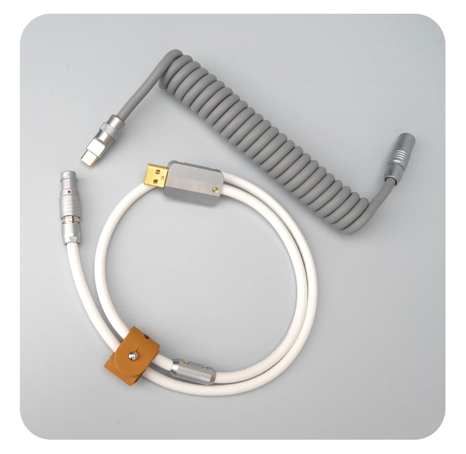 

Off the shelf manual customized keyboard CyberBoard data spiral wire rear aeroplug super elastic rubber grey