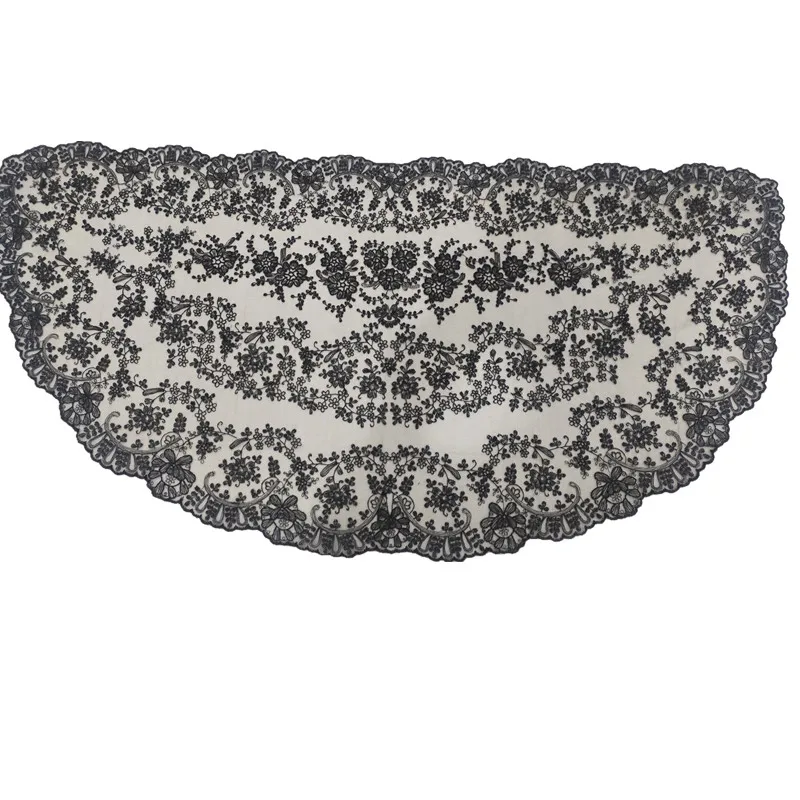 Half Moon Classic Spanish Style Lace Mantilla Embroidery Triangular Catholic Church Veil for Women catholic church veil
