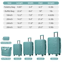 Ensembles de bagages 6 pièces avec sacs de voyage, valises rigides extensibles à roulettes pivotantes, bleu brumeux 2
