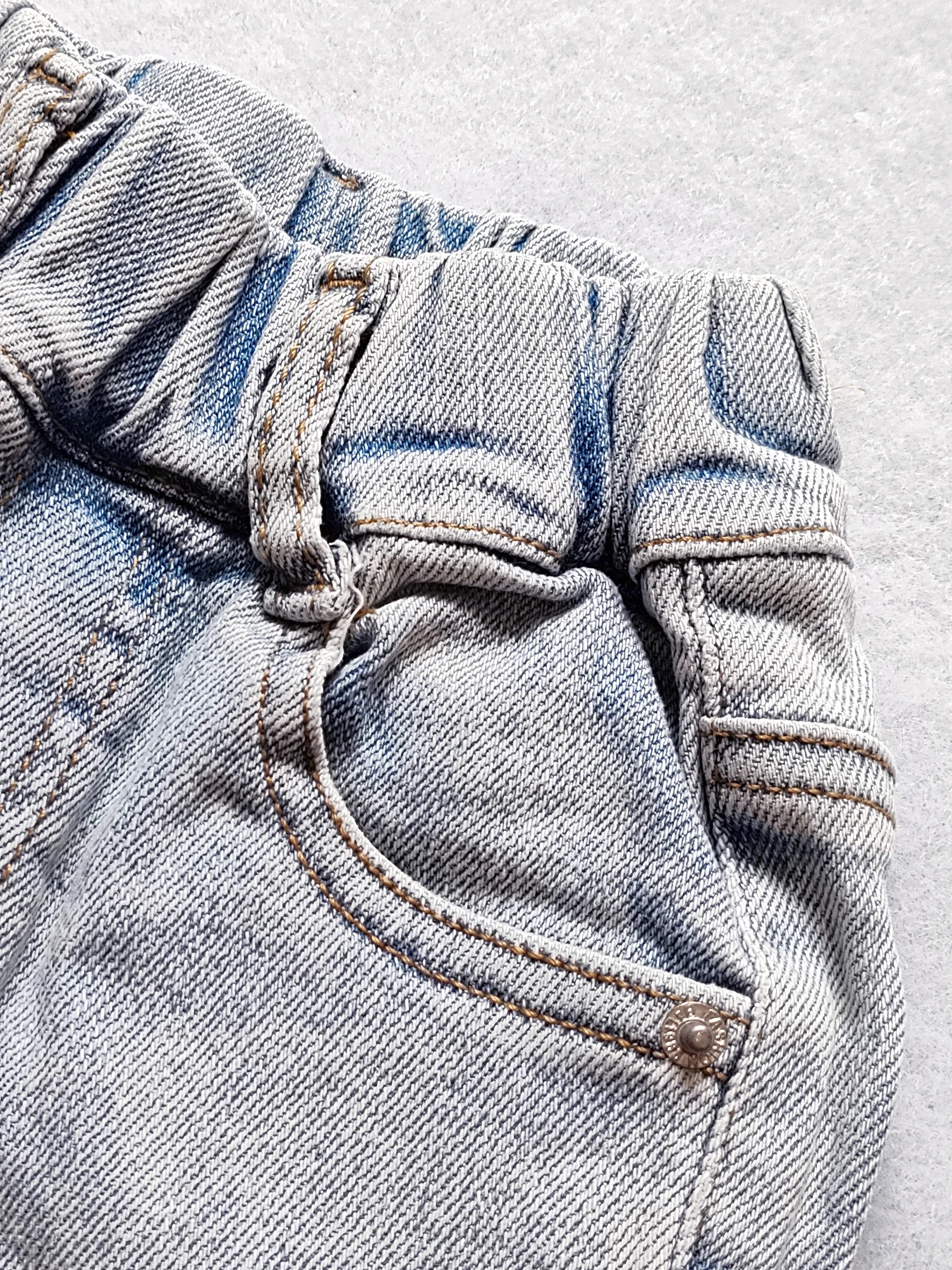Light Blue Kids Denim Jeans - Elastic Waist