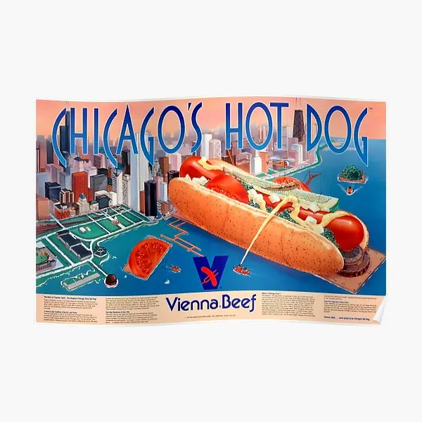 

Vienna Beef Navy Pier Hot Dog Poster Funny Home Mural Wall Vintage Decoration Room Modern Decor Painting Art Print No Frame