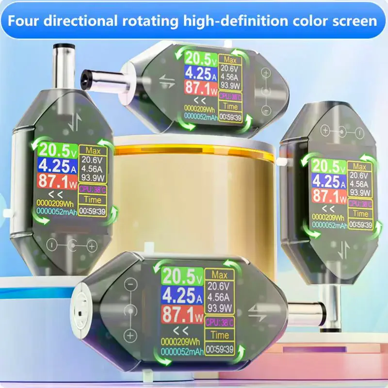 DC5.5x2.5 인터페이스가 있는 고정밀 디지털 전압 전류 테스터 - DC4.5-50V 최대 12A 전력 측정기
