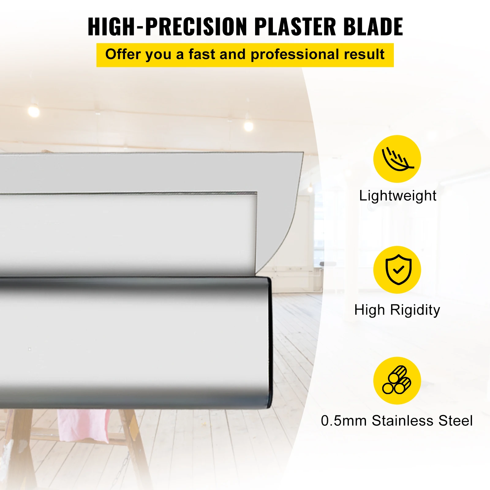 VEVOR Drywall Skimming Blade Smoothing Spatula Putty Scraper Stainless Steel Knife Finishing Trowel Tools for Wall-Board Plaster plastering trowel skimming tool set