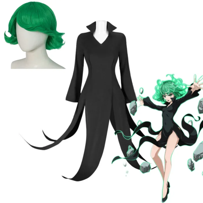 Anime One Punch-Man Tatsumaki Cosplay Halloween Natale Per Bambino Plus Size Parrucca Costume Nuovo