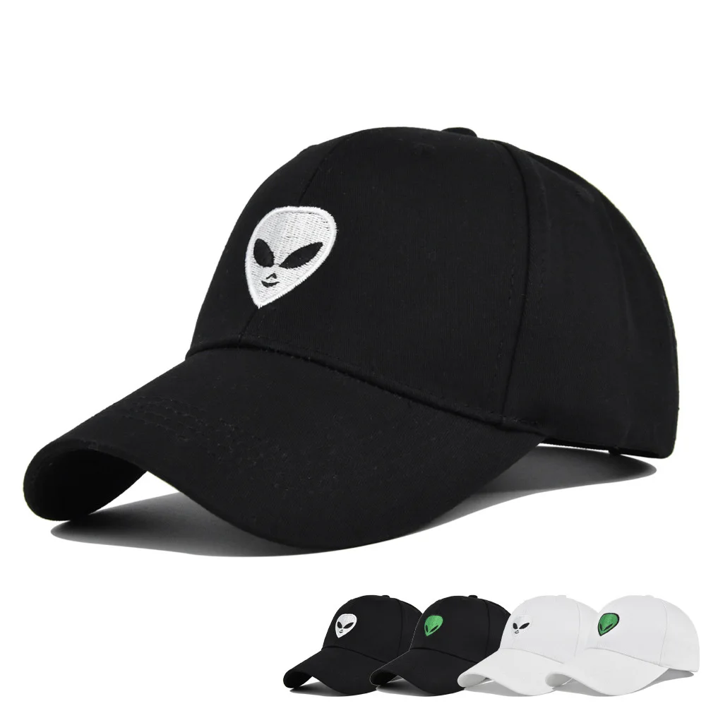 UFO Alien Embroidery Baseball Cap for Boys Girls Streetwear Cool Bones Peaked Snapback Caps
