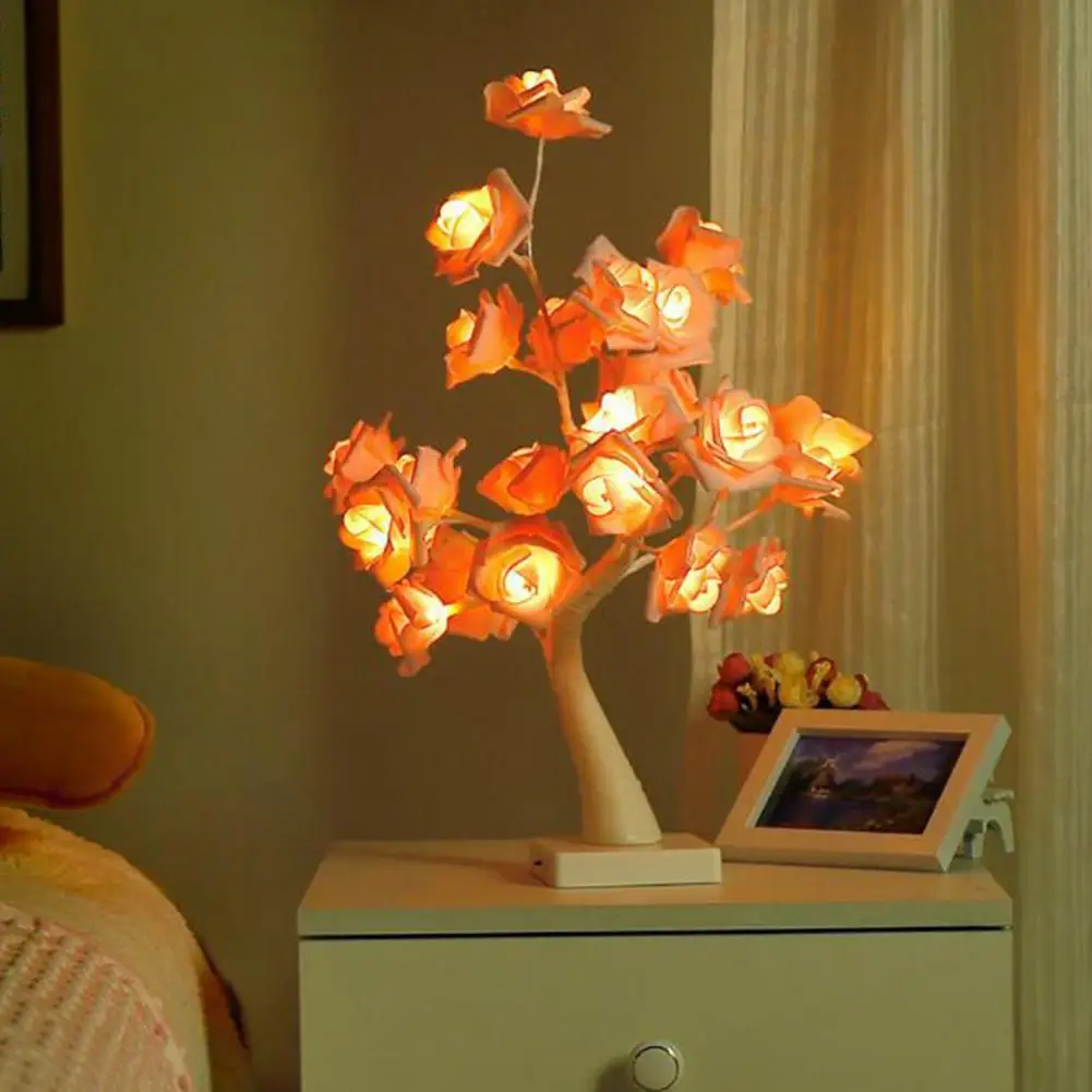 

Rose Flower Lamp Realistic Looking Battery-operated Soft Lighting Energy-saving Flicker Free Romantic Bedside LED Light Desktop