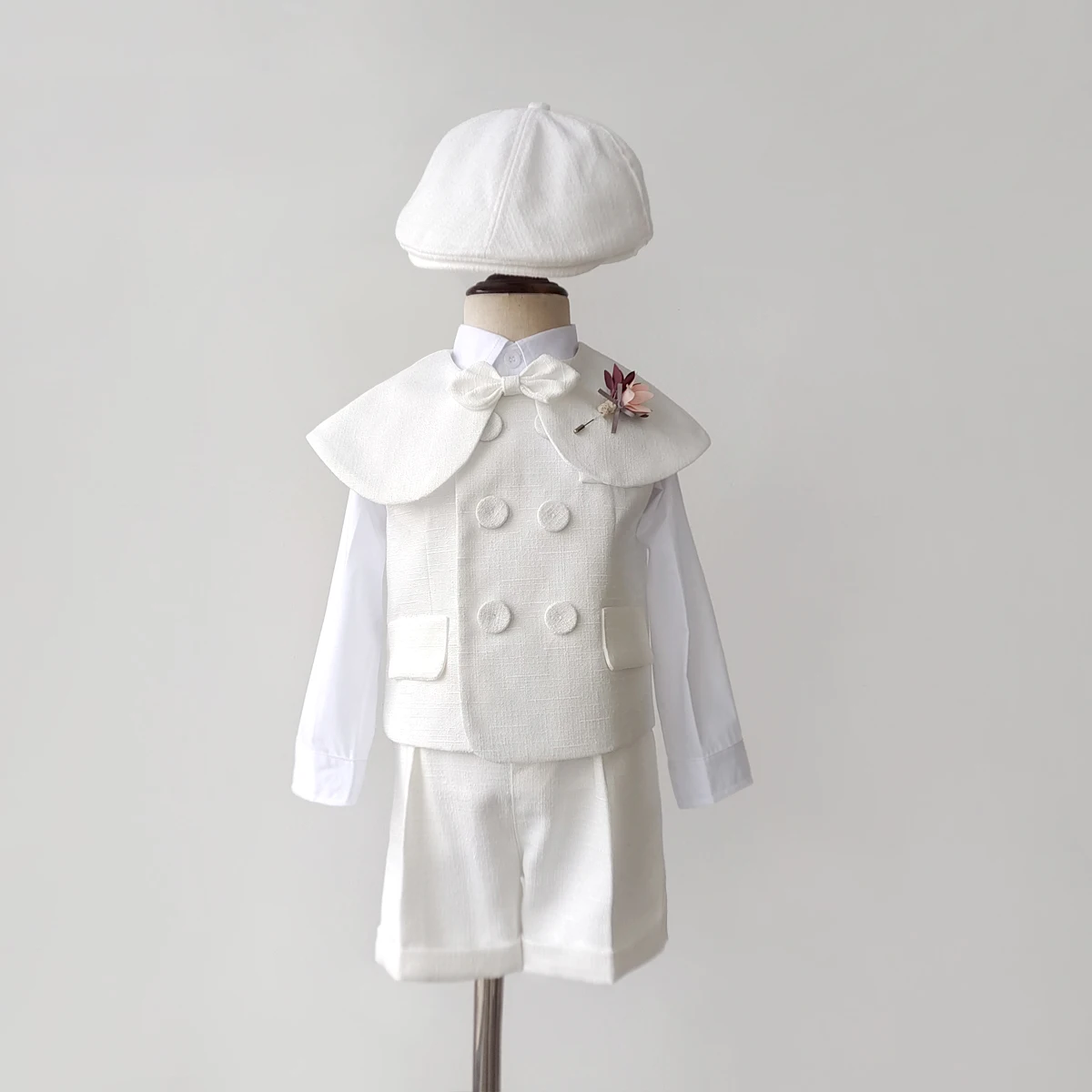 Boutique Boys suits Baby Boy Baptism Outfit Christening White Vest Set Gentleman Kids 1-4 Yrs Birthday Wedding Party Clothing Set