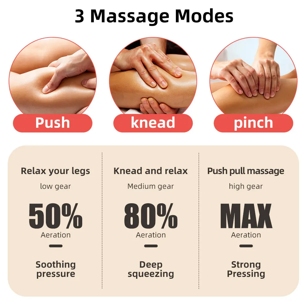 Electric Airbag Calf Massager 3 Modes 360° All Round Heated Massage Device Promote Blood Circulation Foot Leg Fatigue Relieve