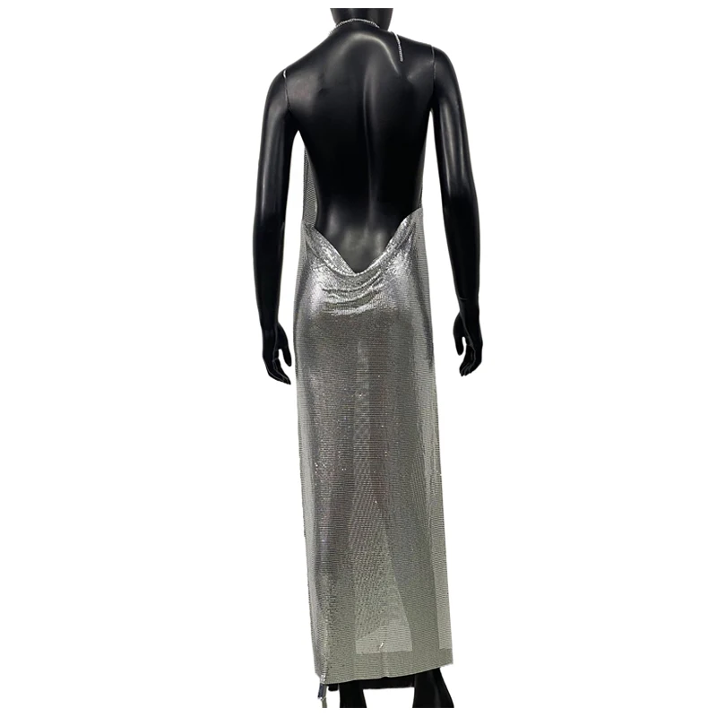 Gajesе Kolvor Turismo 2025, Sommer-Damenbekleidung, Paillettenkleider, glitzernde Aluminium-Strand-lange Kleider, lässiges, schlankes Urlaubs-Partykleid – Detail 9