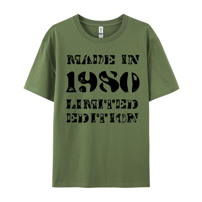 2024 Adult Tshirts Casual Comics Tops Tees Cotton Fabric Crew Neck Short Sleeve Printed On T Shirts Summer Fall Made In 1980 Limited Edition 40th Birthday armygreen