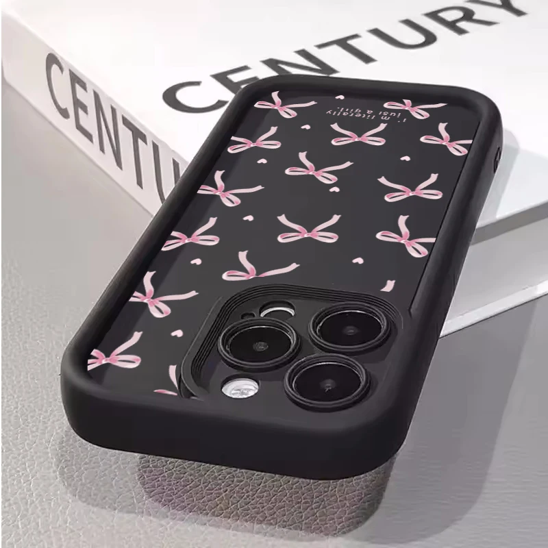 Luxury Cute Pink Bow Print Matte Silicone Phone Case