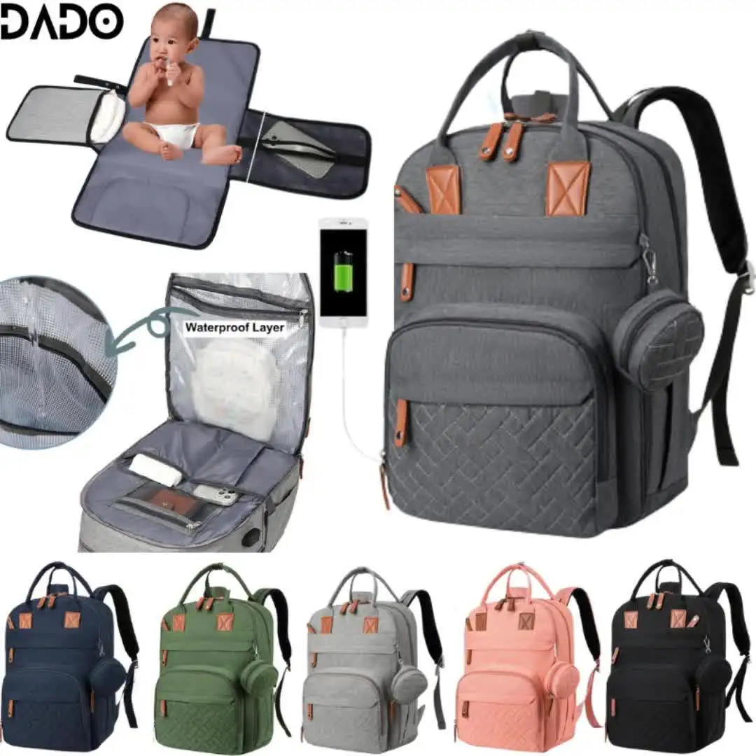 Zaino Mamma Neonato Fasciatoio, Multifunzione Bambino Borsa Nappy Stoffa Zaino Grande Capacità - 3