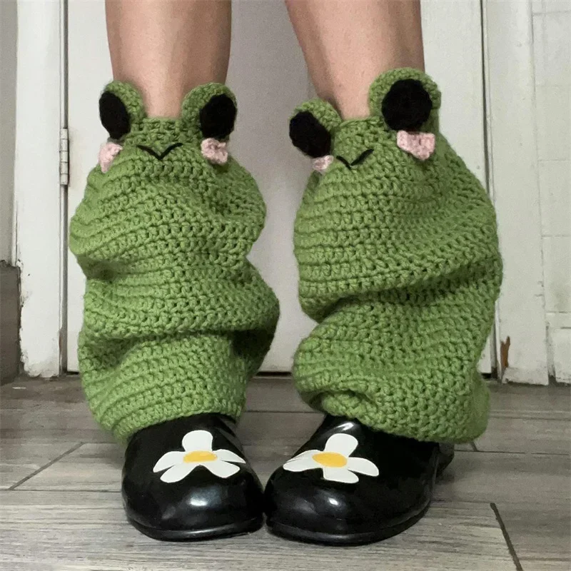 Women’s Contrast Color Knit Leg Warmers - Knee High Aesthetic Boot Cuffs