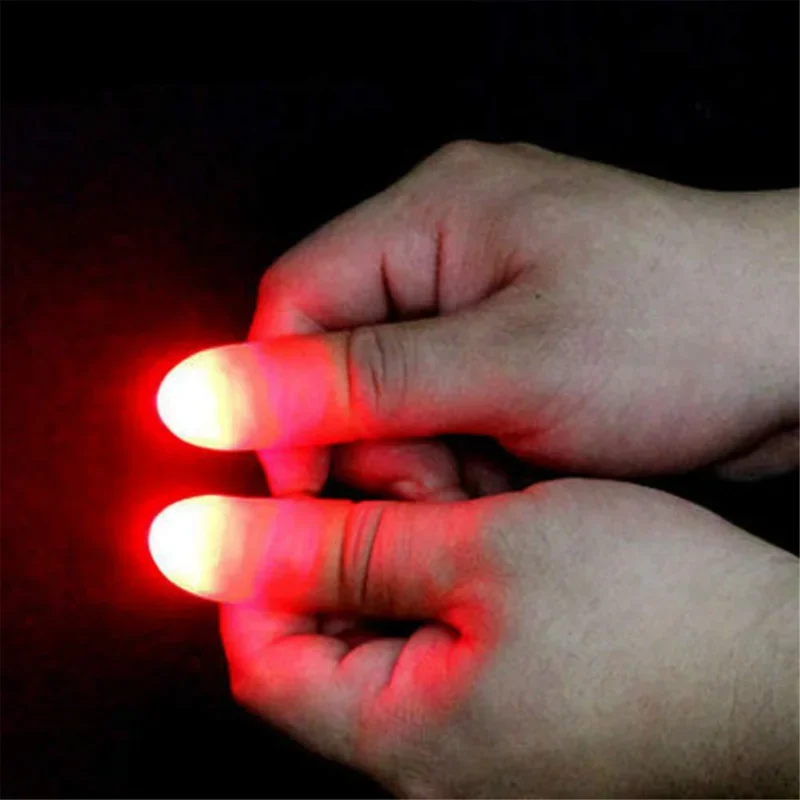 2PCS Magic Trick Fingers Thumbs with LED Battery Powered Magic Props Halloween Magic Trick Fingers Thumbs Party Toys for Child 2pcs throw streamers magic tricks multicolor or white spider thread magic props