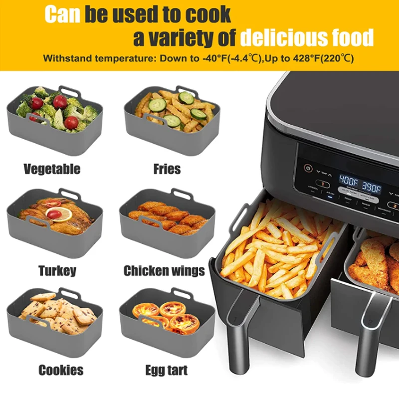 4.5-5.5L Air Fryer Silicone Liner Baking Pan Oven Baking Basket Liner Pizza  Reusable Tray Microwave Kitchen Airfryer Accessorie