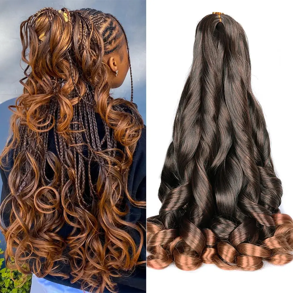 24Inch Synthetic Loose Wave Crochet Hair French Loose Curled Body Wave Woven Hair Extensions Deep Wavy Twist Crochet Hair 2