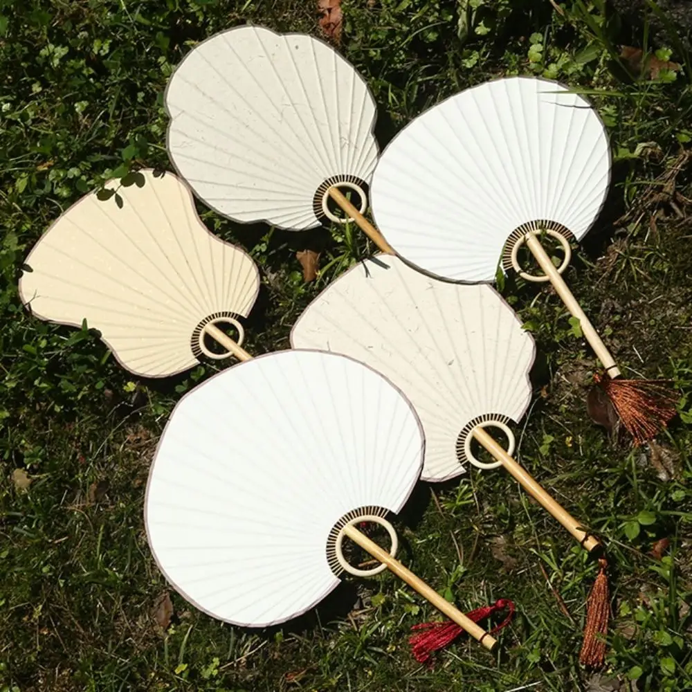 Portable Hand Fan DIY Xuan Paper Bamboo Handle Japanese Style Blank Classical Hand Painted Painting Creation