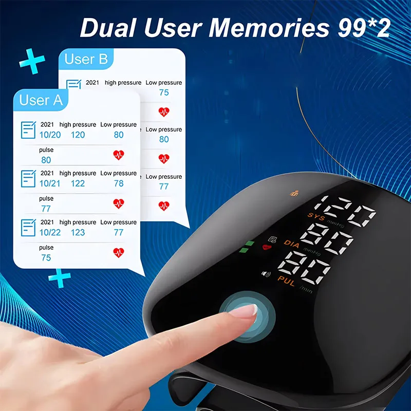 LED Rechargeable Touch Wrist Blood Pressure Meter Electronic Blood Pressure Monitor