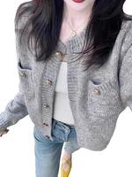 Soft ey Knitted Sweater Women's Lazy Sle Open Cardigan Coat Thiened Autumn Winter Faion Commute Loose Fit Long Sve