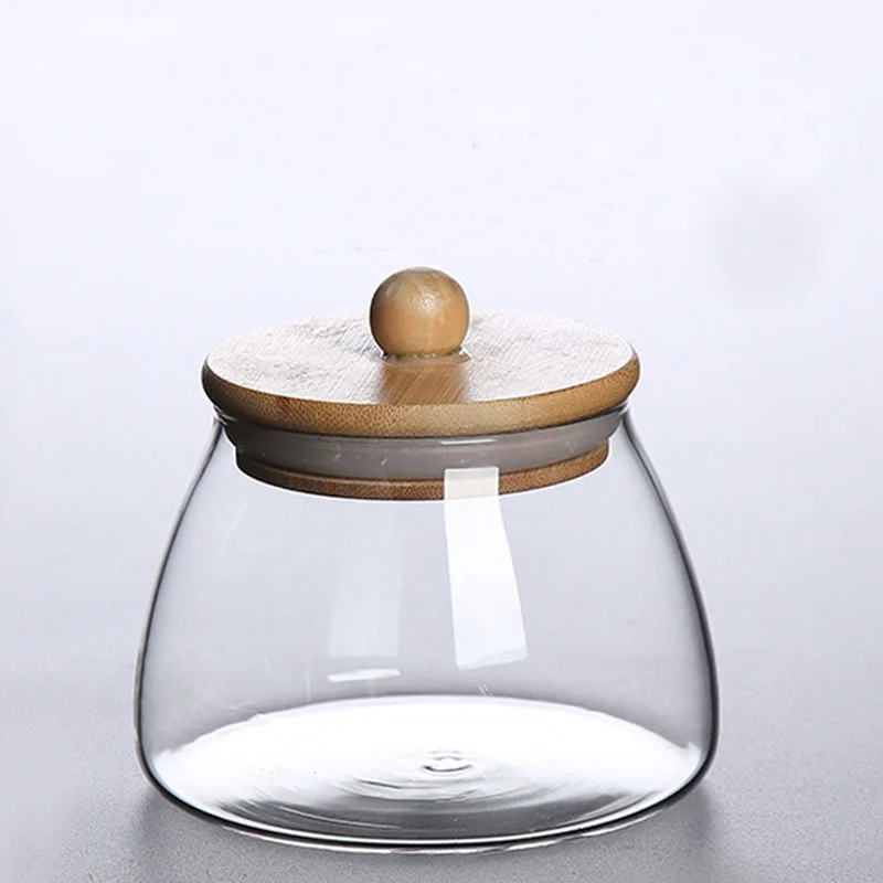Wooden Lid Glass Sealed Jar Food Container Tea candy Kitchen Storage Bottle Jar Large Capacity Sealed For Kitchen Mason Jars