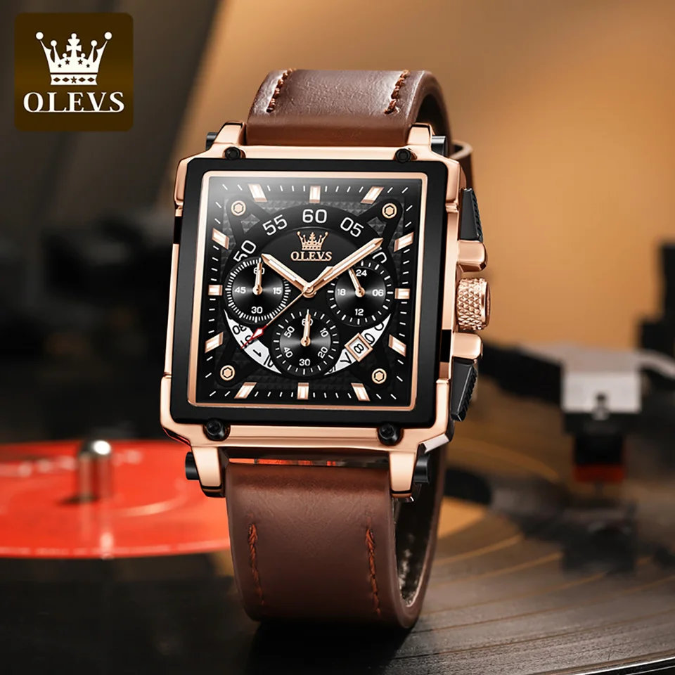 OLEVS Orologio Da Uomo Con Quadrante Verde, Cronografo Impermeabile In Acciaio Inossidabile, Quarzo Moda Business Classic Lusso Grande Superficie Luminosa