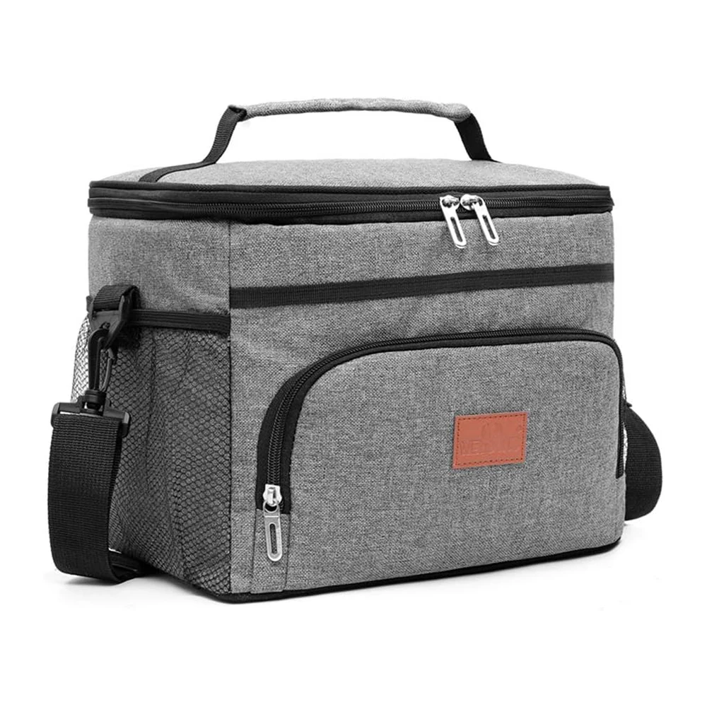 Insulated Thermal Lunch Bag with Adjustable Shoulder Strap - Large 15L Cooler for Work, Picnic, Beach, and Hiking