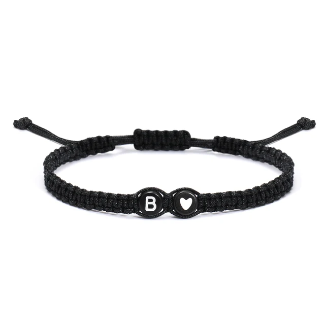 26 lettres initiales coeur Bracelets à la main réglable A-Z nom tressé Bracelets pour femmes hommes amitié bijoux