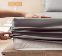 100% Cotton Bed Fitted Sheet + 2pc Pillowcases Solid Color Mattress Cover With Elastic Twin Queen King Size Bed Sheet Set B102A 2
