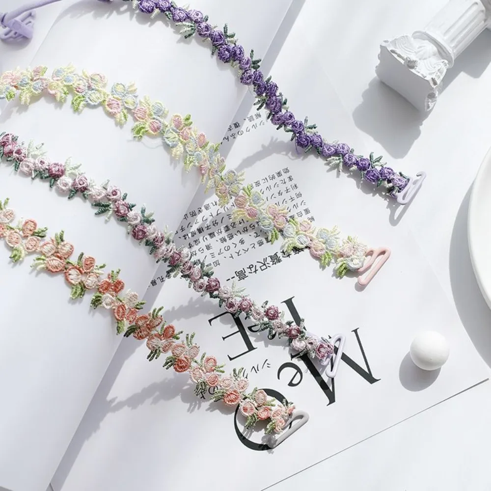 Anti-slip Floral Bra Straps Elastic Flower Shoulder Straps Polyester Adjustable Lingerie Strap Belt Wedding Party Dress 1 pair (bra straps,invisible bra straps)